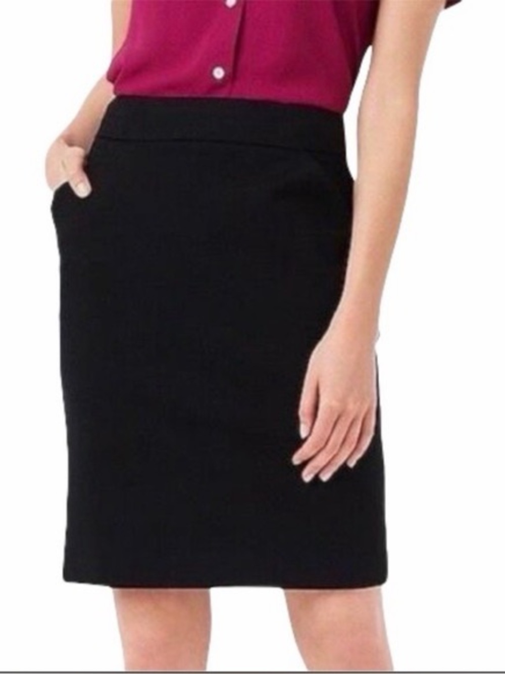 J. Crew Factory Double Serge Cotton Black Pencil Skirt with Pockets size 0
